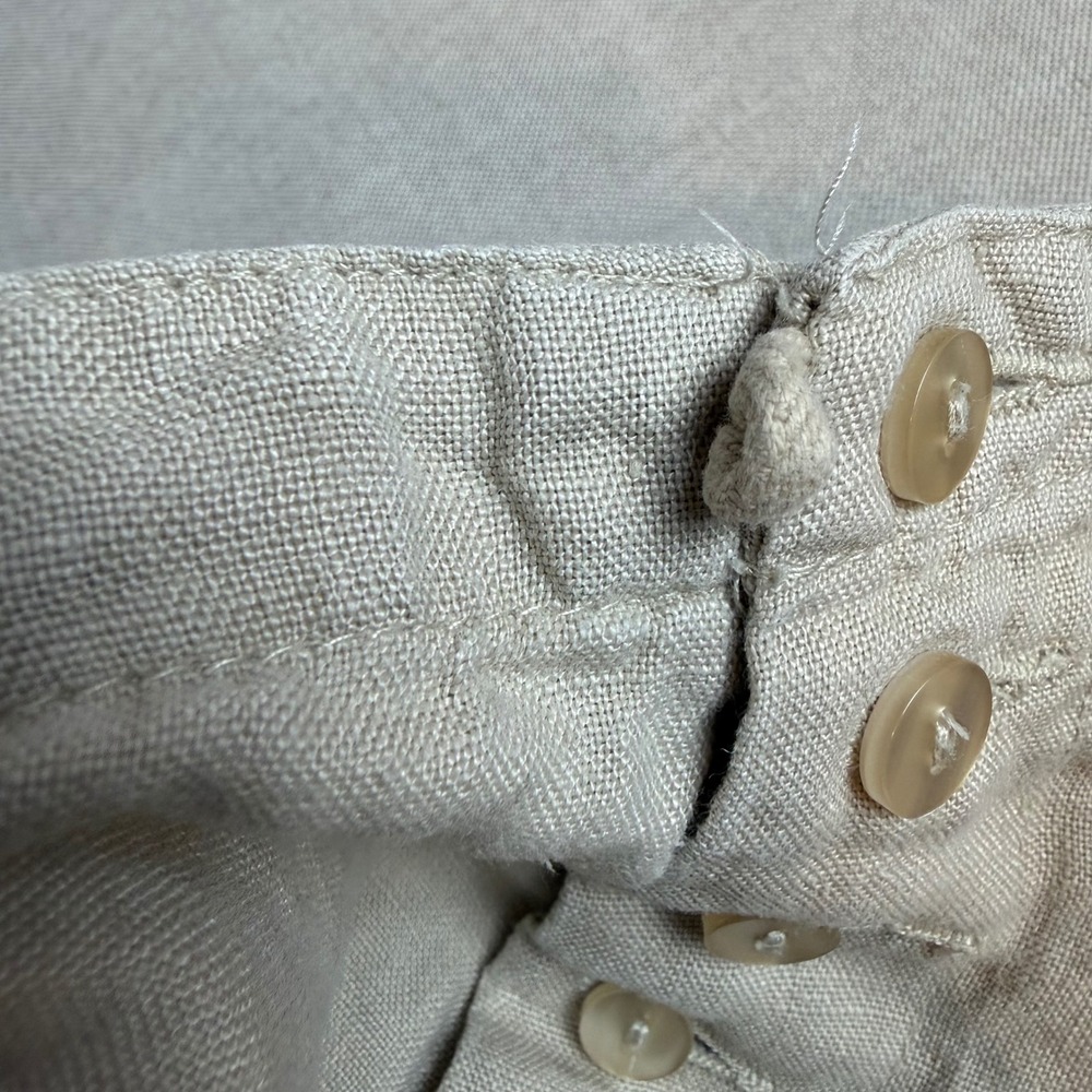 Chadwick's Womens 100% Linen Shorts Beige Button Front Drawstring Size 10 - Picture 8 of 9